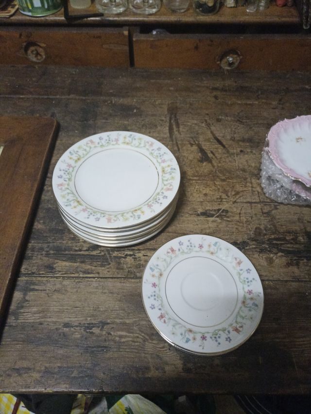 6 Platos Postre y 5 Platos Té Porcelana