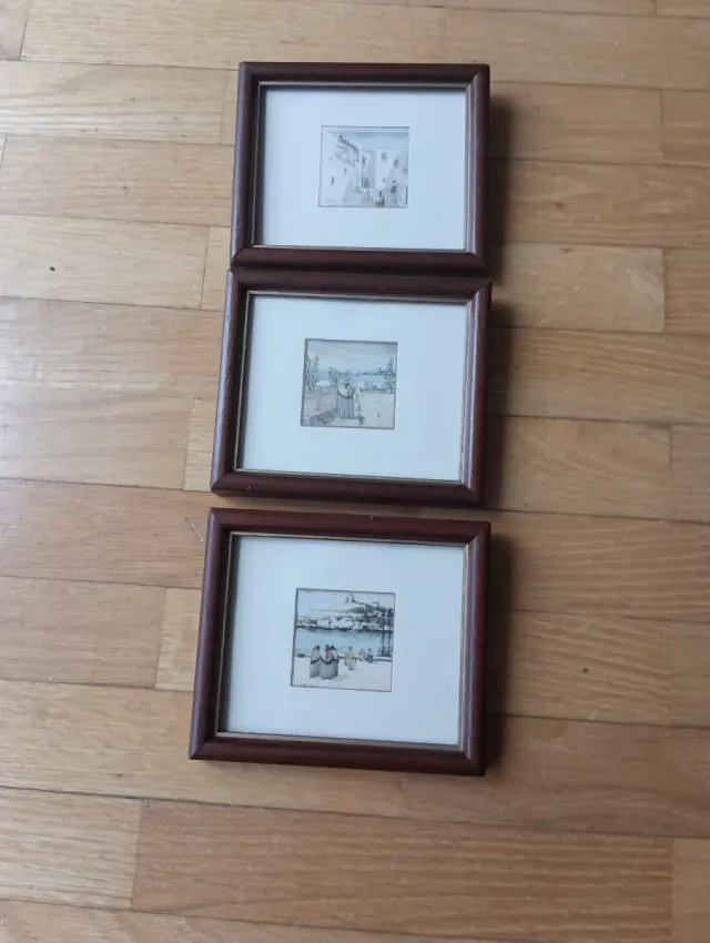 Set de 3 cuadros pequeños, medidas 14 x 12 cm