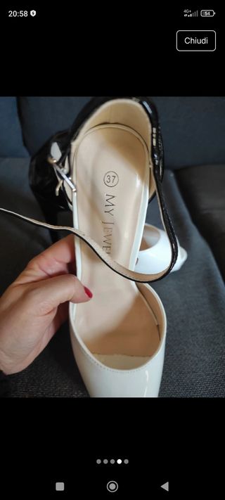 Sandali tacco bianco e nero taglia 37