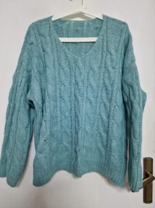 Jersey de lana verde azulado