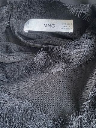Camisa negra encaje manga larga