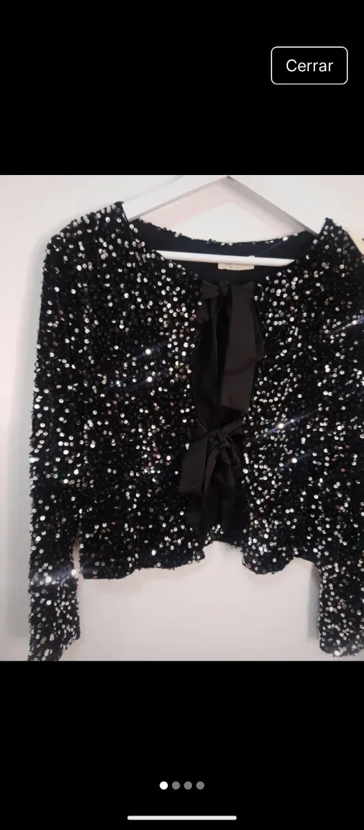 Chaqueta lentejuelas negra y plateada