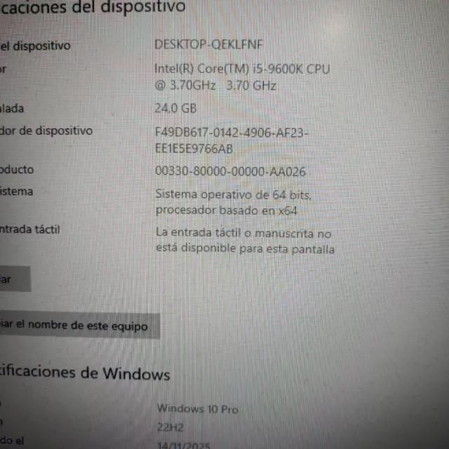 PC I5 9600K, 24GB, GTX 1070 8GB