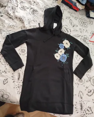 Vestido Sudadera Hollister Flores Negro