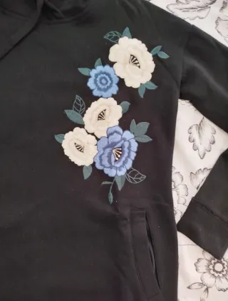 Vestido Sudadera Hollister Flores Negro