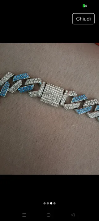 Collana uomo con brillantini blu e bianchi