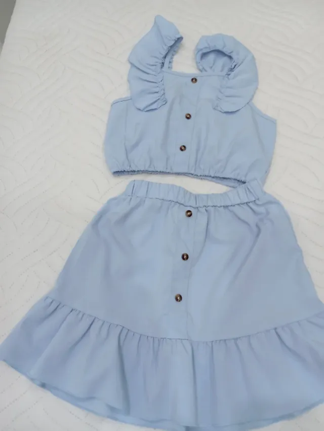 Conjunto falda y top niña azul