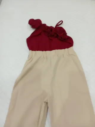 Mono vestir niña beige y rojo talla 8/8