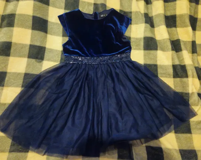 Vestido azul marino niña terciopelo tul