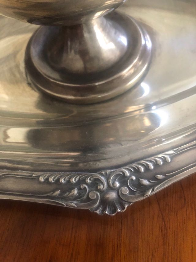 Salsera Antigua de Plata 925  con Plato peso 650gr