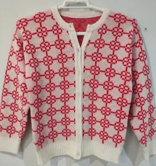 Chaqueta vintage roja y crema talla 36