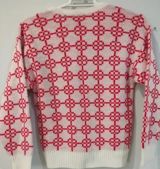 Chaqueta vintage roja y crema talla 36