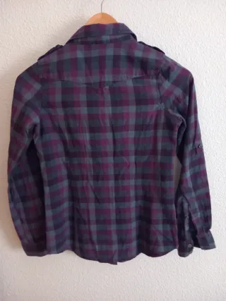 Camisa vintage mujer T.36 cuadros morado