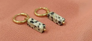 Pendientes oro piedra natural jaspe