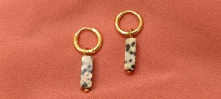 Pendientes oro piedra natural jaspe