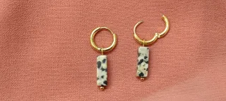 Pendientes oro piedra natural jaspe