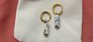 Pendientes oro piedra natural jaspe
