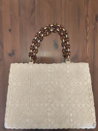 Borsa uncinetto fatta a mano beige