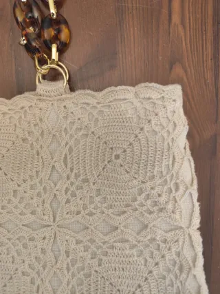 Borsa uncinetto fatta a mano beige