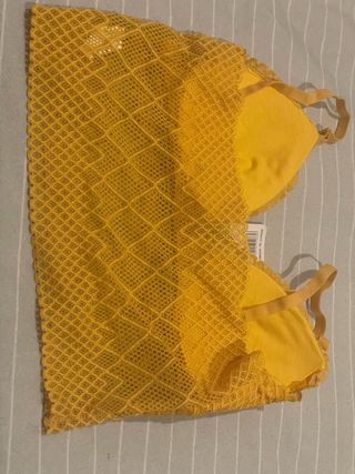 Lencería Amarilla Encaje Talla Única