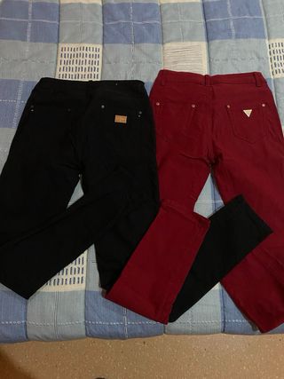 Pantalones pitillo invierno negros y burdeos