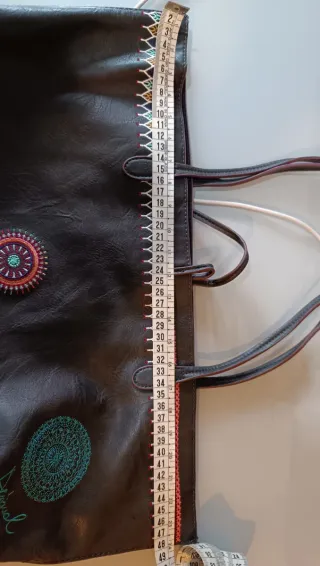 Bolso Desigual Marrón con Bordados Multicolor