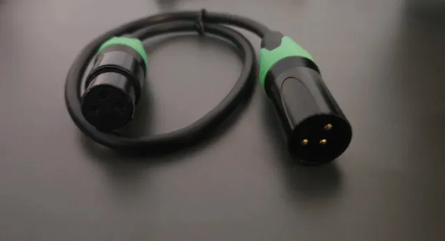 2 Cables XLR Negros con Conectores Verdes