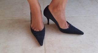 Zapatos de tacón negros piel talla 36
