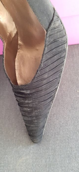 Zapatos de tacón negros piel talla 36