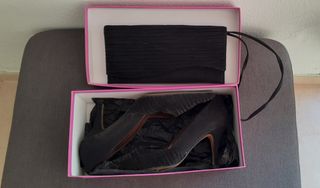 Zapatos de tacón negros piel talla 36