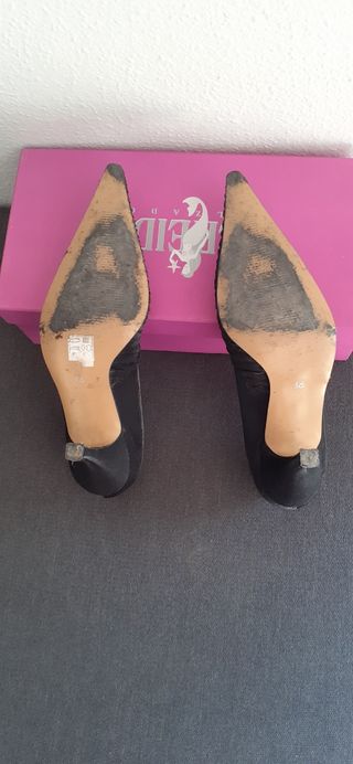 Zapatos de tacón negros piel talla 36