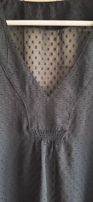 Vestido negra con topos T. Única