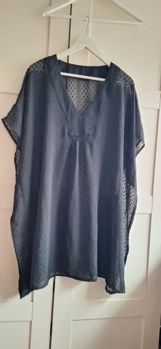 Vestido negra con topos T. Única