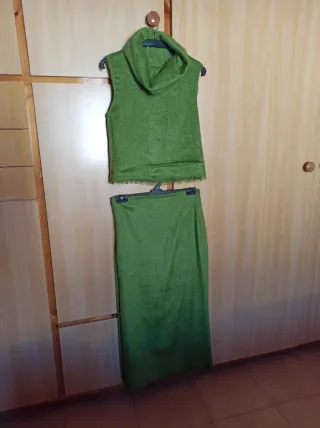 Conjunto lana fina mujer verde