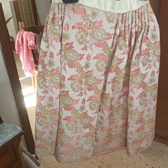 Falda fallera infantil dorada y rosa