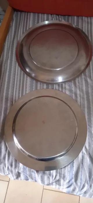 Set 2 Vassoi Rotondi Acciaio Inox