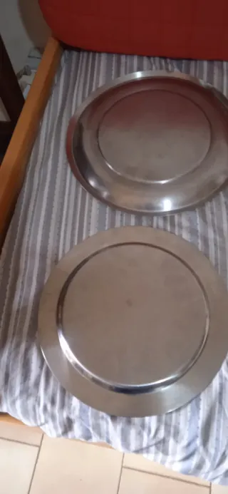 Set 2 Vassoi Rotondi Acciaio Inox