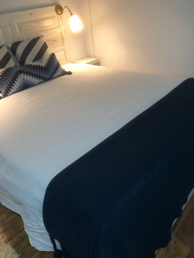 Colcha blanca algodón, para cama de 1,60x 2 metros