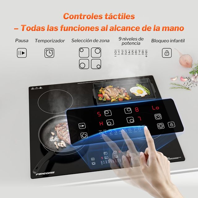 PLACA VITROCERÁMICA 4 FUEGOS 7200W 60CM SEGURIDAD