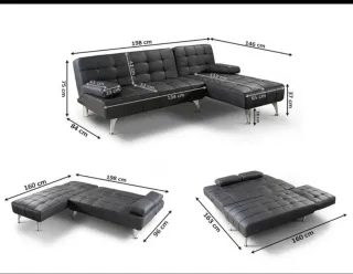 Sofá Cama Chaise Longue Negro