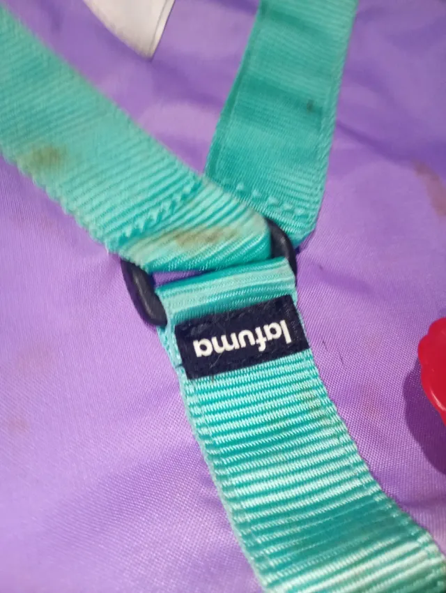 Mochila vintage morada y turquesa