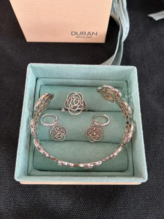 Conjunto Plata Ley Duran Exquse Flor