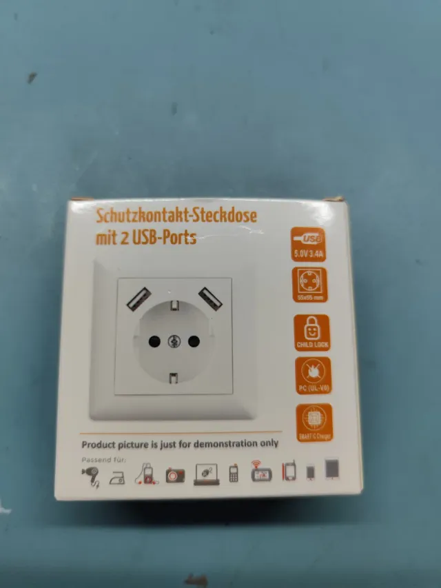 Enchufes Schuko con 2 Puertos USB, negro.