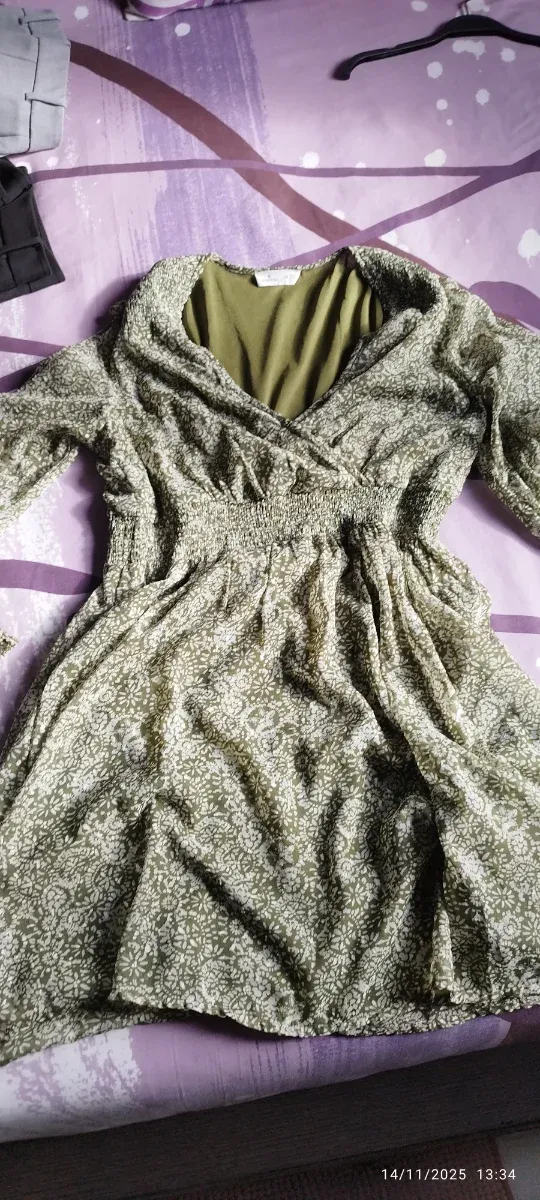 Vestido gasa estampado Springfield verde