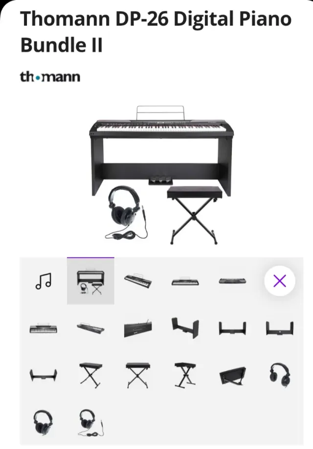Piano Thomann DP26+soporte+banco+auriculares+Funda