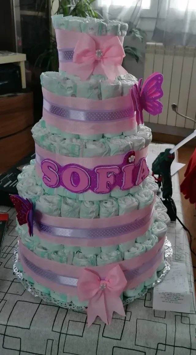 Tarta de pañales 5 niveles