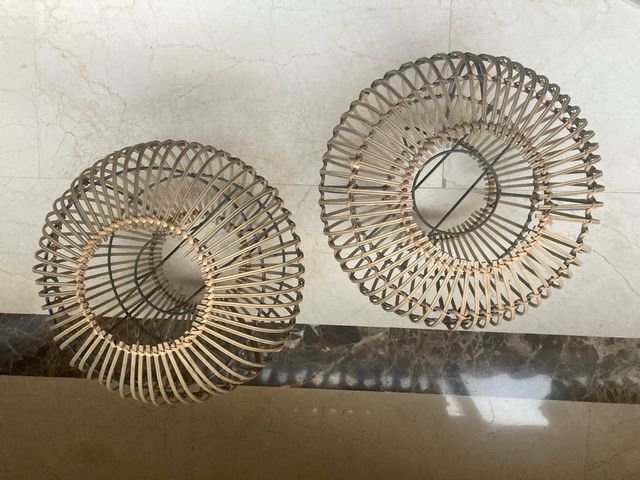 Portavelas de bambú y metal