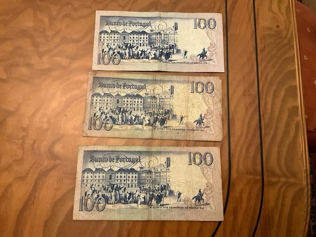 3 Billetes 100 Escudos Portugal