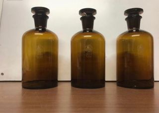 3 Boccette Vetro Farmacia 500ml Vintage