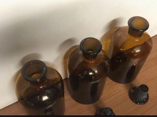 3 Boccette Vetro Farmacia 500ml Vintage